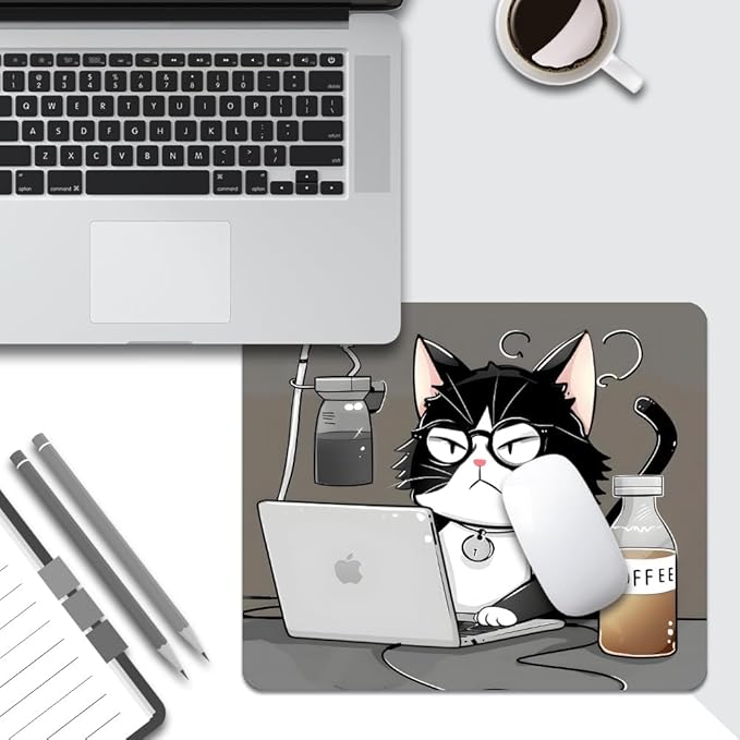 Cat (2) Square Mouse pad, Texture, Waterproof, Anti Slip Rubber Base, Computer Mouse pad, Laptop Mouse pad