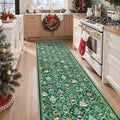 Madane Christmas Hallway Runner Rug 2x8, Soft Washable Green Kitchen Rugs by Madane