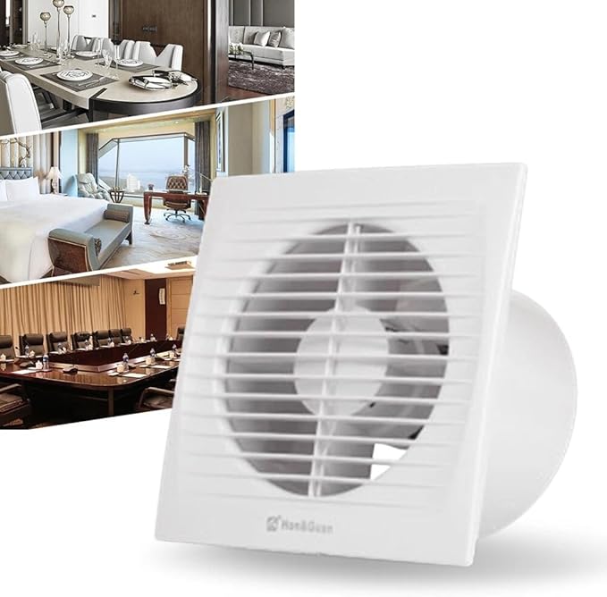Verizcc Exhaust Fan Extractor, Ventilation Fan Bathroom Garage Exhaust for Kitchen, Bathroom, Bedroom, Low Noise and Energy Saving Waterproof, White