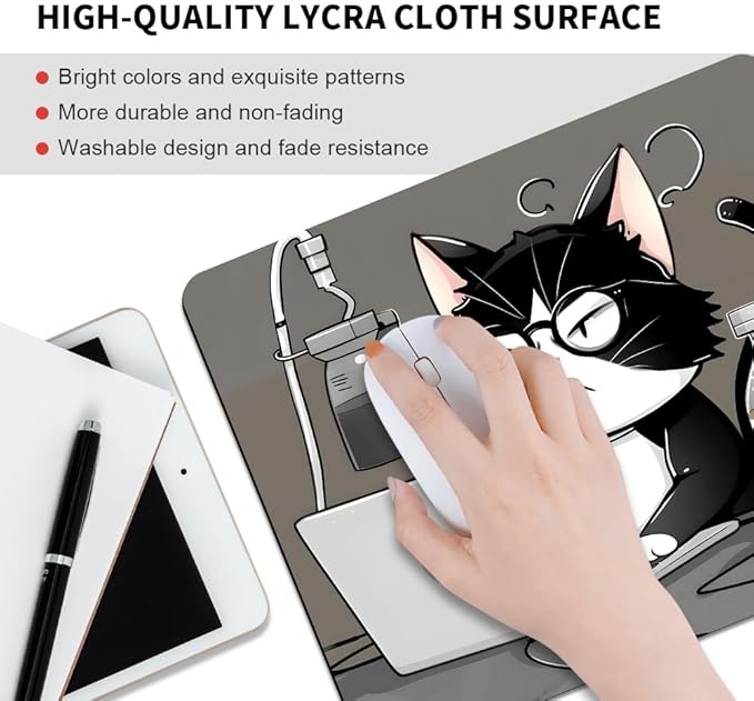Cat (2) Square Mouse pad, Texture, Waterproof, Anti Slip Rubber Base, Computer Mouse pad, Laptop Mouse pad