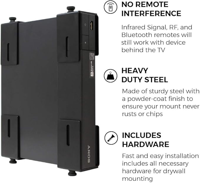 HumanCentric Adjustable Device Wall Mount, Cable Box and Modem Bracket, Adjustable Wall Adapter for Small and Wide or Narrow Devices Like Cable Boxes, Modems, DVD Players on The Wall Behind TV