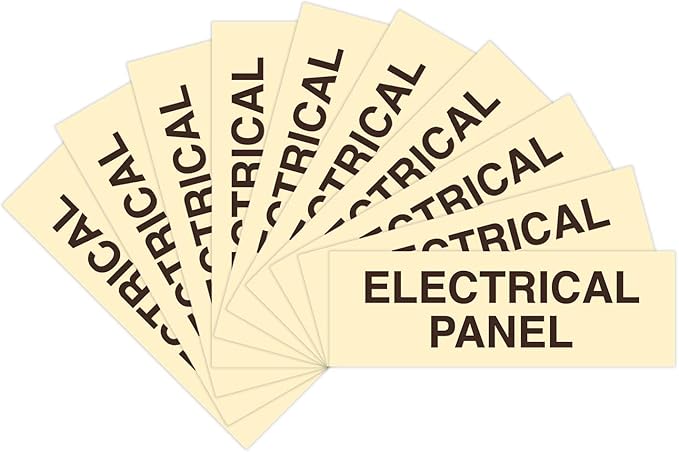 All Quality Basic Electrical Panel Sign - Fire Regulation Safety Compliance Sign - Ivory/Dark Brown - Small (10 Pack)