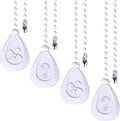 Patelai 4 Pieces Ceiling Fan Pull Chain Extender Ornament 12 Inch Ceiling Pull Chain Extension Classic Drop Shaped Pendant Beaded Ball Cord for Fan light lamp decorative with Connector(White)