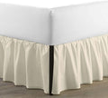 SKY BEDDINGS - Queen Size Ruffled Bed Skirt with Split Corners - 16 Inch Drop Dust Ruffle Bed Skirt with Platform Three Sided Coverage - 100% Microfiber, Ivory