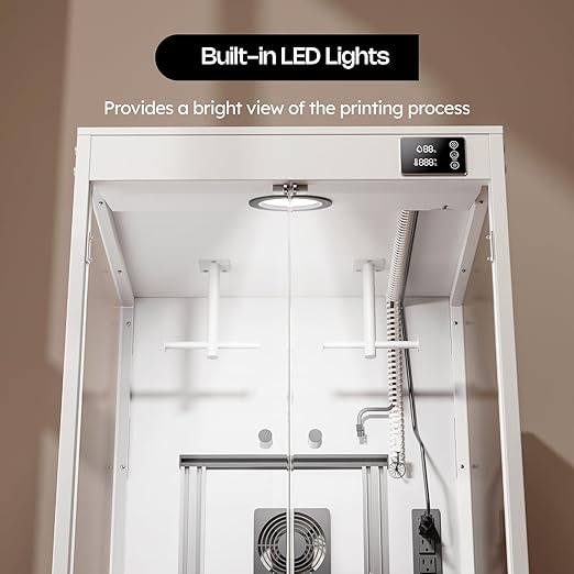 Crafit 3D Printer Cabinet, 3D Printer Enclosure with Ventilation, Thermo-Hygrometer and LED Light, Effectively Noise Reduction, Fits 3D Printers Up to 23''W x 22.4''D x 25.4''H