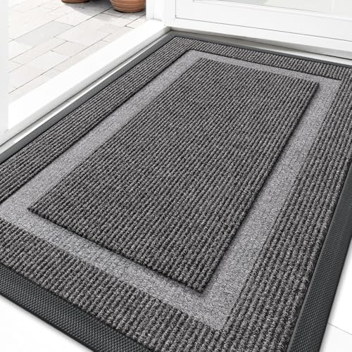 OLANLY Front Door Mat Outside 29.5x17, All-Season Heavy-Duty Rubber Doormat by OLANLY