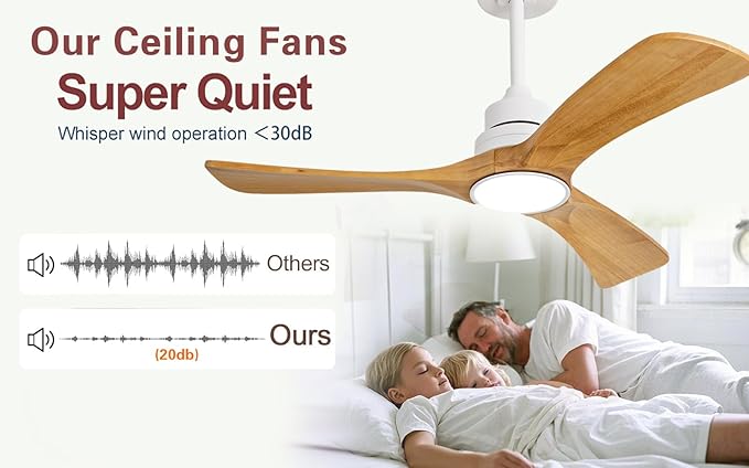 Gaizw 42 Inch Ceiling Fans with Light,3 Blade Ceiling Fan with Remote Control, Reversible Dimmable Wood Ceiling Fan for Kids Room Bedroom Garage Indoor Outdoor Use