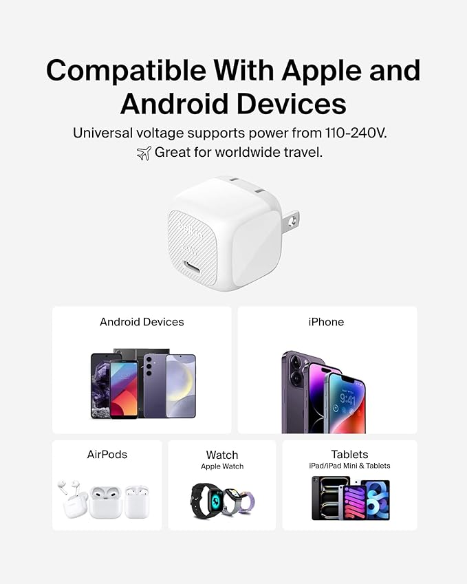 Belkin USB C Charger Block 20W (2 Pack) - USB C Cable Included - Fast Charging Block, Type C Wall Charger - Apple iPhone 17, Air, Pro, Samsung Galaxy S25, Google Pixel 10, iPad, AirPods, etc - White
