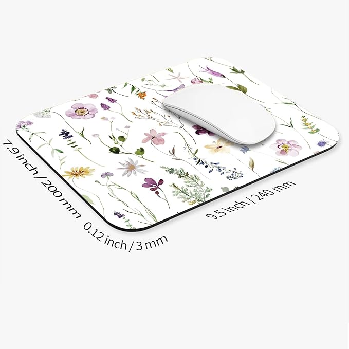 Armanza Square Mouse Pad Beautiful Flowers Plants, Personalized Premium-Textured Custom Mouse Mat Design, Washable Mousepad Cloth, Non-Slip Rubber Base Computer Mouse Pads for Wireless Mouse