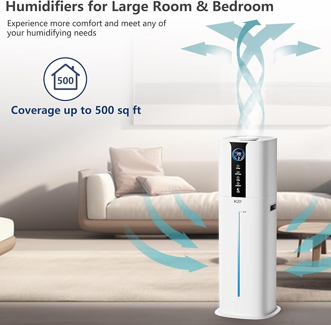 9L Smart Humidifiers for Bedroom Large Room, 2.3Gal Cool Mist Top Fill Diffuser App & Remote Control, 3 Mist Modes, Quiet Humidifier for Home Office Plant (APP White)