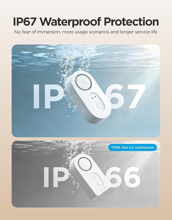 GoveeLife Upgraded Smart Water Leak Detector 1s with 1804ft Ultra-Long Range, WiFi Water Sensor with SMS/Email/APP Push and Sound Alarm, 5-Year Battery Life, Suit for Home, Basement, Kitchen, 4 Pack