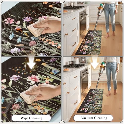 KIMODE Anti Fatigue Mats for Kitchen Floor, Farmhouse Floral Kitchen Rugs - Image 5