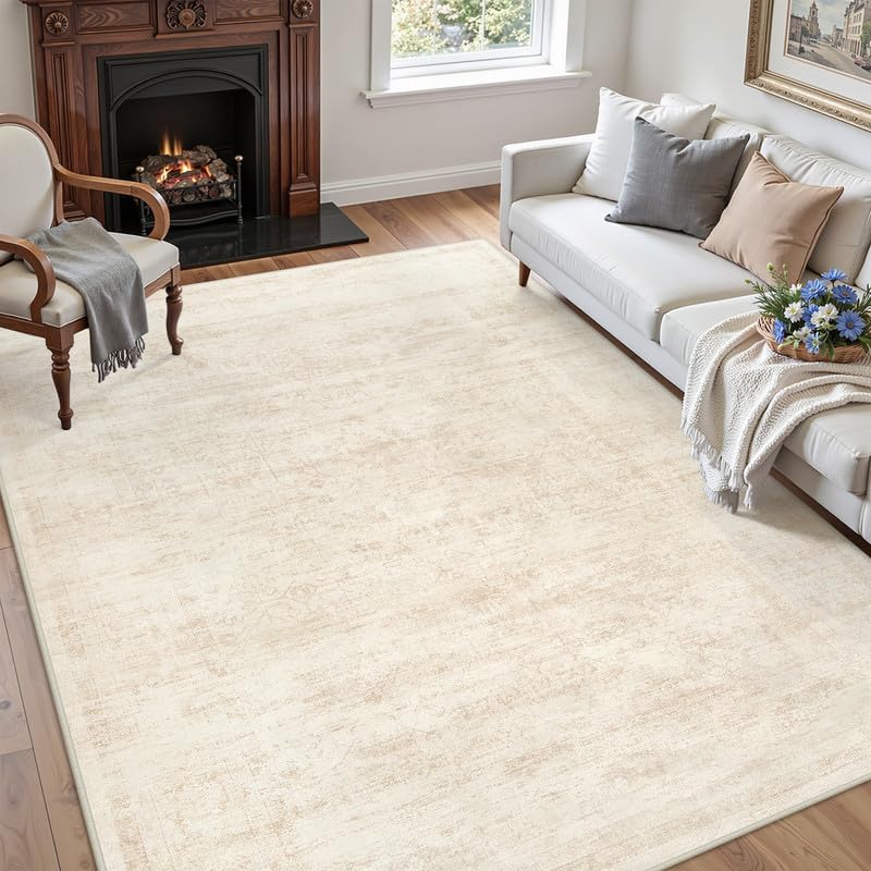 3x5 Area Rugs Living Room: Bedroom Washable Carpet Retro Beige - Image 3