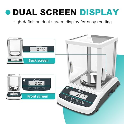 JOANLAB Analytical Balance 200g x 1mg Scale High Precision 0.001g Accuracy Digital Lab Scale for Laboratory Pharmacy Jewelry w/Front & Rear Display