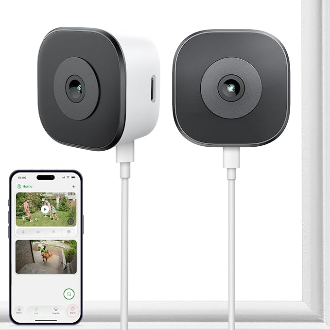 HomiQ 3MP 2K Window Camera for Home Security, 5Ghz & 2.4Ghz WiFi Human Detection Alert, AI Full Color Night Vision with Anti-Glare No Reflection 24/7 Recording, Easy Magnetic Mount for House/Apartment