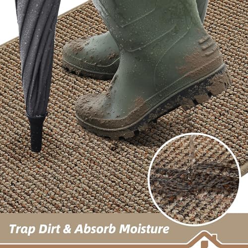 BEQHAUSE Dirt Trapper Door Mat 36" x 60", Non-Slip Washable Doormats, Beige - Image 3