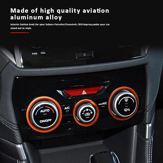 Auovo AC Climate Control Knob Outer Ring Covers for Subaru Crosstrek Accessories 2018-2023 / Impreza 2017-2023/ Forester 2019-2024 Interior for Car Air Condition Switch Control Trim (Sun Orange)