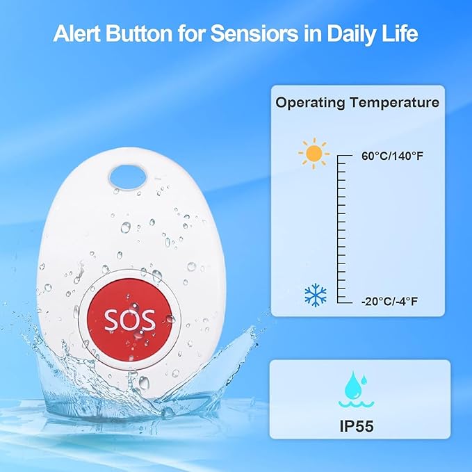 CallToU Wireless Caregiver Pager Call Button with USB Caregiver Pager, Medical Nurse Alert System Alarm and Panic Button 600+ Feet for Elderly Monitoring, Alert Button for Seniors at Home (CC06W 1-1)