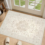 Washable Area Rugs 2x3: Living Room Bedroom Carpet Beige White by Luxturiy
