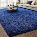 Ophanie Soft Fluffy Shaggy Rugs for Bedroom Living Room Dorm Nursery Home Decor Aesthetic,Color Navy Blue,Size 6' x 9' by Ophanie