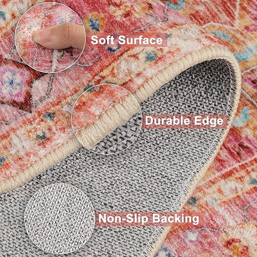 Yamaziot Washable Runner Rug, 2x6 Non-Slip Boho Vintage Hallway Kitchen Rug - Image 4