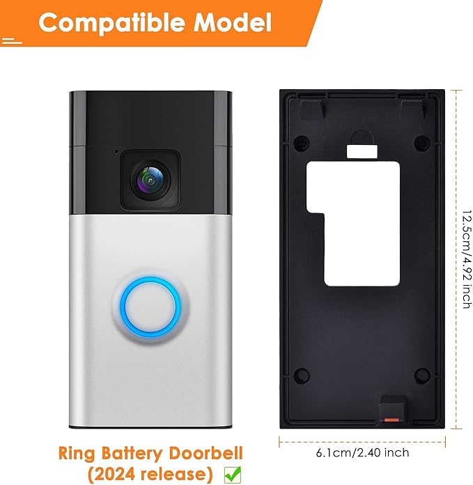 Fansoun Adhesive Video Doorbell Mount for Ring Battery Doorbell(2024 Release) No Drilling Camera Door Mounting Holder Bracket Accessories for Apartments Office Houses (Black)