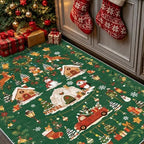 Christmas 3x4 Entryway Area Rugs: Winter Soft Rug for Living Room Bedroom Low Pile Thin Print Carpet for Dining Room Stain Resistant Floor Mat for Office Playroom Gifts for New Home Owners（3x4，Green - Image 5