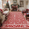 HUGEAR 8x10 Christmas Red Floral Washable Area Rug for Living Room by HUGEAR