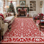 HUGEAR 6x9 Christmas Red Floral Washable Area Rug for Living Room by HUGEAR