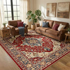 RELEANY Washable Area Rug, 5'x7', Red/Blue - Image 2