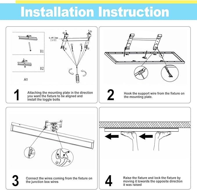 HOLDWILL 1X4 FT Led Flat Panel Light, 48 Pack 5CCT Surface Mount Ceiling Light,Dimmable 5 Wattage Adjustable Edge-Lit Flush Mount or Drop Ceiling for Office,Shop and Super Market