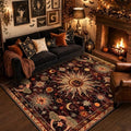 Vacuum-Friendly, 5x7 Washable Area Rug, Red Gold Beige by meejou