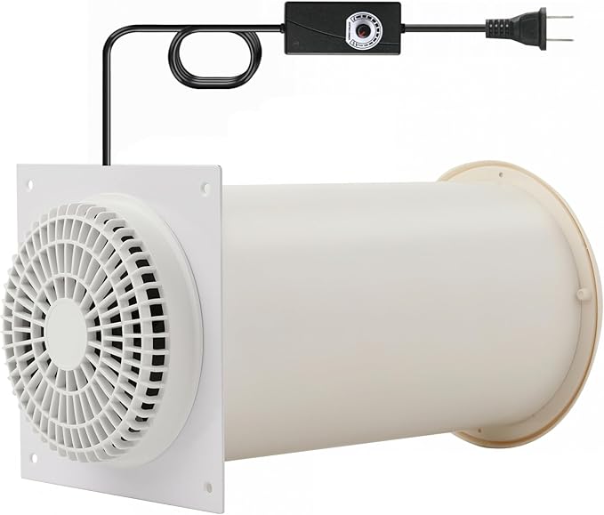 MEOZRI Through-the-Wall Ventilation Fan Exhaust Fan White Cover 6-inch Diameter Vent with 11.8 inch Length 180 CFM