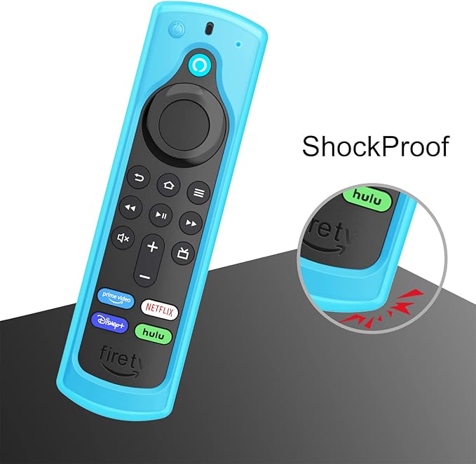 CaseBot Remote Case for Fire TV Stick HD/4K/4K Max (1st Gen)/Fire TV Stick (3rd Gen)/Lite - Anti-Slip Shockproof Silicone Cover for Alexa Voice Remote (2nd & 3rd Generation) (Blue Glow)