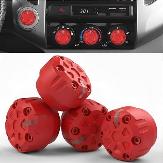 4 Pack - 2nd Gen Tacoma Accessories AC Knob Upgrade - 2005,2006,2007,2008,2009,2010,2011,2012,2013,2014,2015 Tacoma Climate Control Dial Mods Set - for Toyota Interior Replacement Kit
