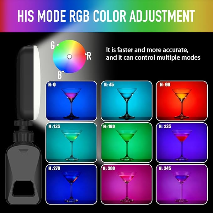 Selfie Light with Built in Power Bank, 96+ CRI Studio Lighting - 2000mAh Charges Phone, 2-24H Runtime with 3 Colors & RGB Modes Sturdy 360° Clip, for Professional Selfies, Video Conferencing (Black)