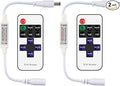 RGBZONE 2 Pack Mini RF LED Dimmer, Single Color Controller for 5050 3528 5630 Strip Lights, DC5V/DC12V/DC24V Single Channel LED Controller, 11-Keys RF Wireless Remote Control
