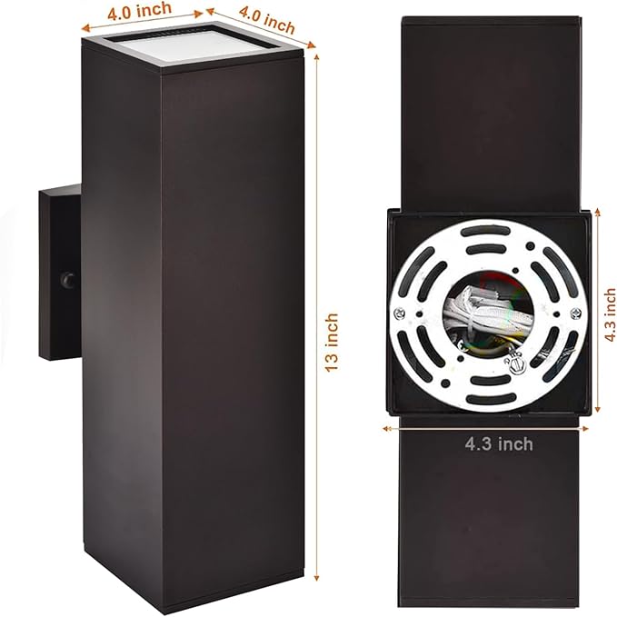 rosykite Outdoor Wall Lights with Dusk to Dawn Photocell Sensor, Exterior Light Fixture Wall Mount with A19 LED Bulbs, Up Down Outdoor Sconce Lights for House Porch Front Door 13" Height