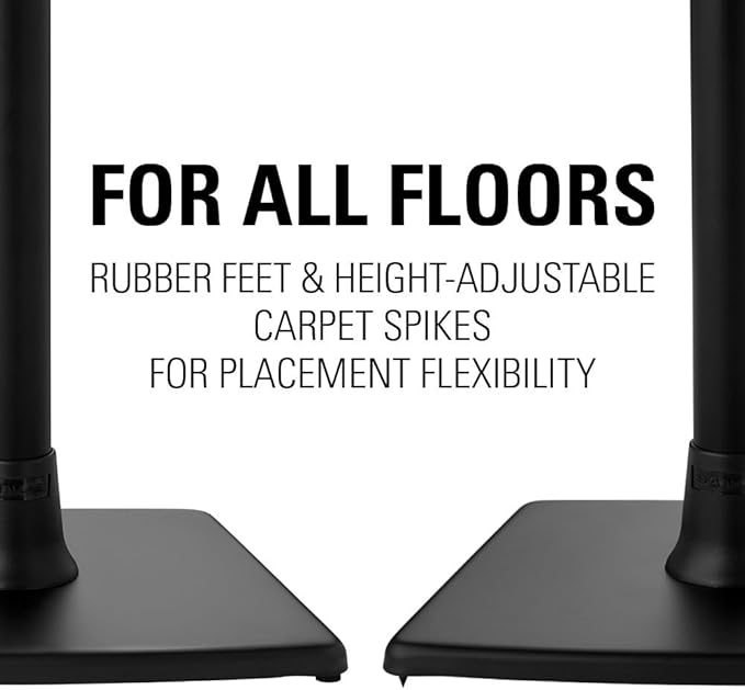 SANUS Wireless Sonos Speaker Stand for Sonos One, Play:1, & Play:3 - Audio-Enhancing Design with Built-in Cable Management - Pair (Black) - WSS22-B1