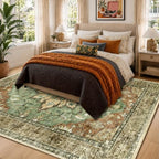 RELEANY Washable Area Rug, 6'x9', Brick/Brown/Green - Image 2