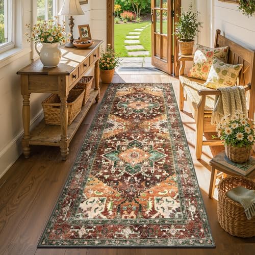 Yamaziot Washable Runner Rug, 3x7 Non-Slip Boho Vintage Hallway Kitchen Rug - Image 6