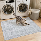 Washable Area Rugs 2x3: Neutral Living Room Bedroom Carpet Gray - Image 2