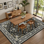 3x5 Area Rugs Living Room: Washable Rug for Bedroom Black Gold - Image 4