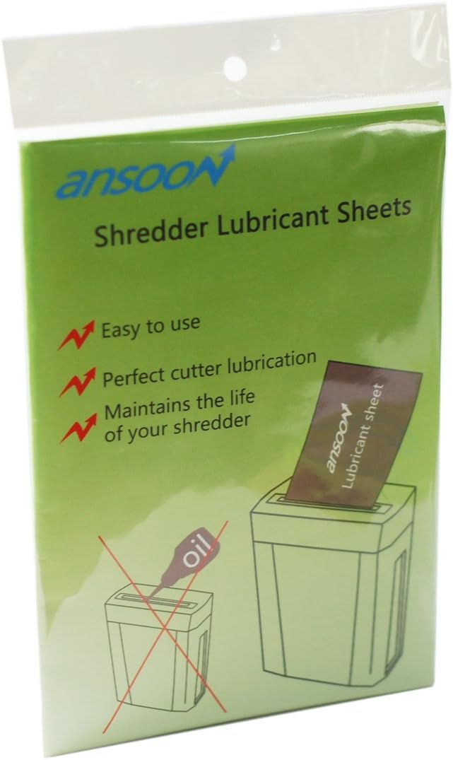 Ansoon Paper Shredder Lubricant Sheets, Paper Shredder Sharpening & Lubricating Sheets (12PCS)