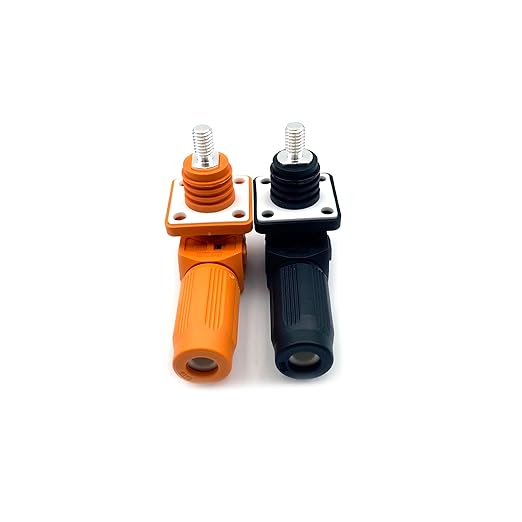 100A Battery Energy Storage Connector, 16mm² High Current Connectors IP67 Waterproof Stud Wiring Power Adapter Quick Plug Terminal Right Angle Plug and Socket (1000V Black+Orange)