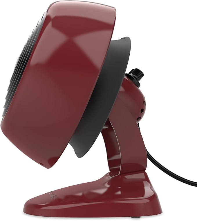 Vornado VFAN™ Mini Fan, Classic Vintage Fan, Retro Metal Air Circulator, For Desk & Bedside, 2 Speeds, Adjustable Tilt, Personal Cooling with Targeted Airflow, Quiet, Claret