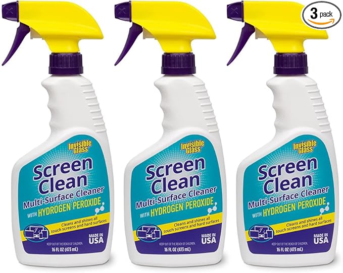 Invisible Glass 92013-3PK 16-Ounce Screen Clean Multi-Surface Cleaner Perfect for Touch Screens, Smart Phones, Tablets, Laptops, Glass, and Electronics, Pack of 3