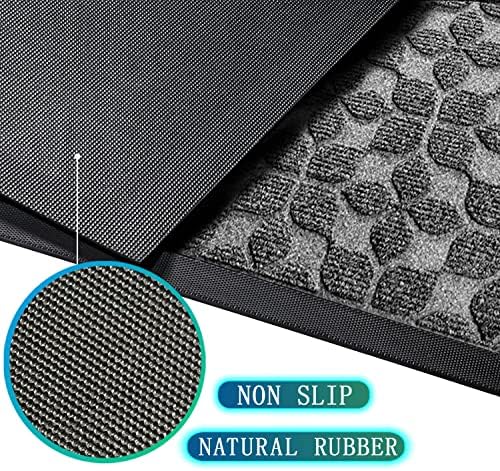 Bulijojo Sturdy Front Entrance Doormats,Durable Heavy Duty Welcome Mat,Thick Absorbent Natural Rubber Non Slip Mat,Easy Clean Entryway Mat Geometric Grey 23"x35" - Image 2