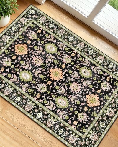 OLANLY 2x3 Washable Small Rug Non Slip Indoor Door Mat for Entryway Bedside by OLANLY
