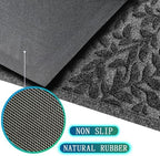 Bulijojo Sturdy Front Entrance Doormats,Durable Heavy Duty Welcome Mat,Thick Absorbent Natural Rubber Non Slip Mat,Easy Clean Entryway Mat Leaves Grey, 47" x 32" - Image 3